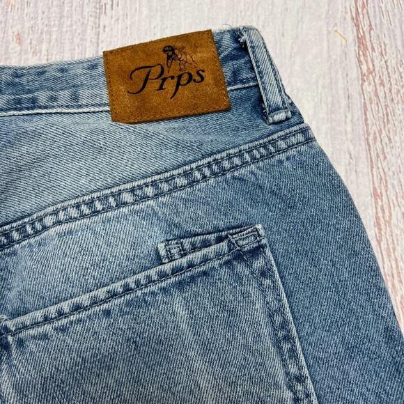 PRPS BISCAYNE Short Capri Frayed Hem Jean SIZE 28 WAIST 27 Crop Distressed Denim - Picture 13 of 13